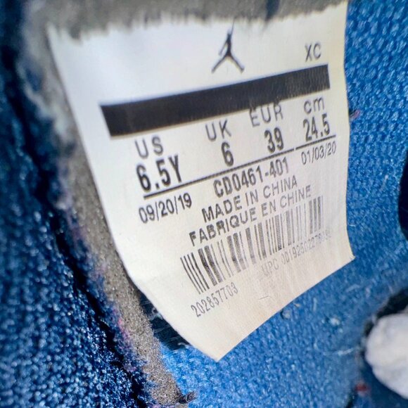 Nike Air Jordan 1 Retro High UNC Patent Leather CD0461-401 Shiny Blue White 6.5Y - Picture 5 of 7